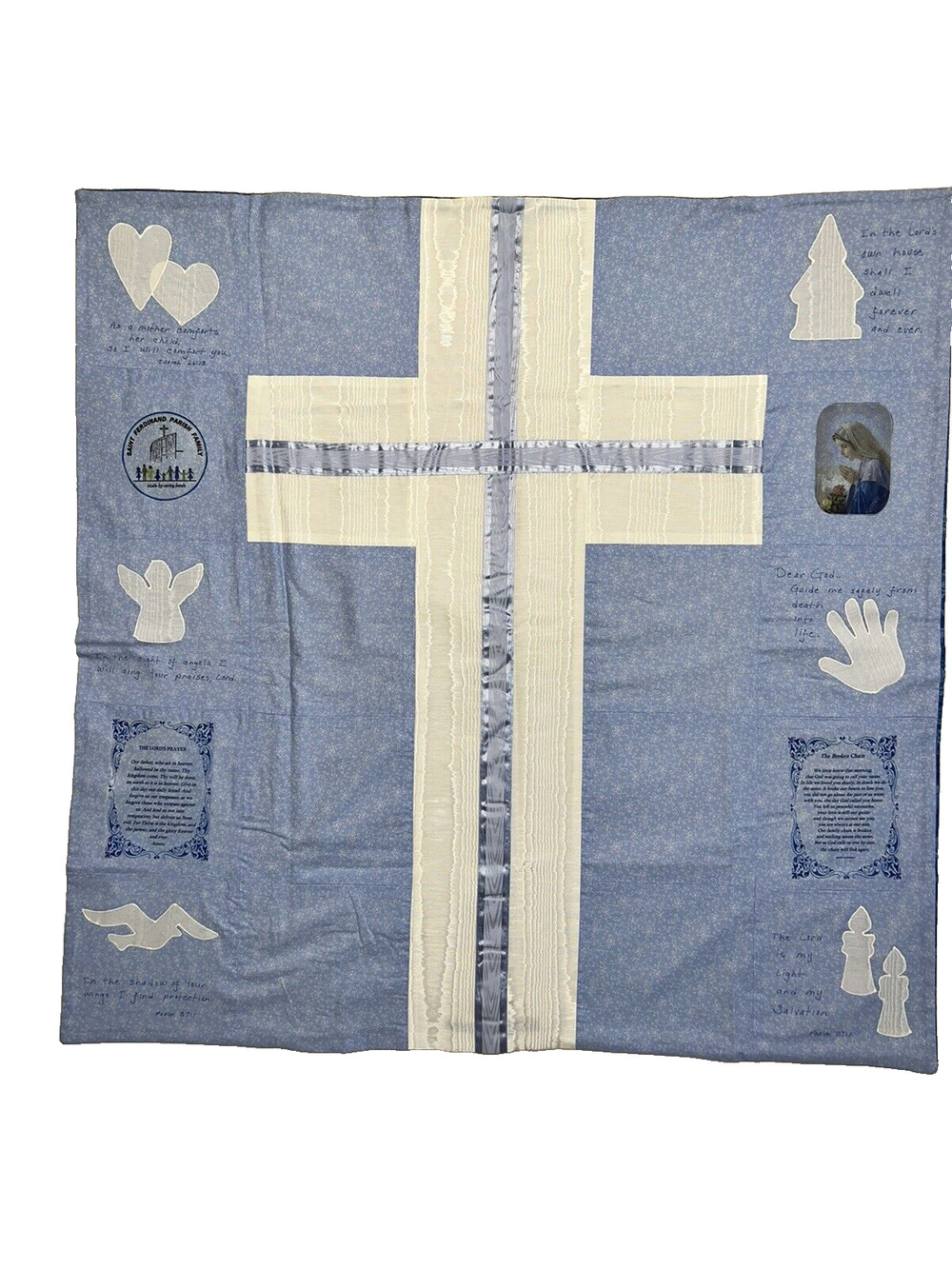 Handmade Catholic Cross Prayer Blanket, Comfort Blanket 46 x 40in